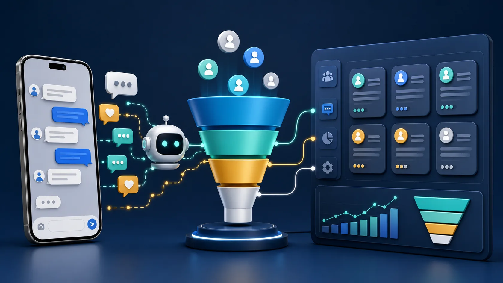 Sơ đồ chatbot AI đưa comment và inbox vào phễu chốt sale